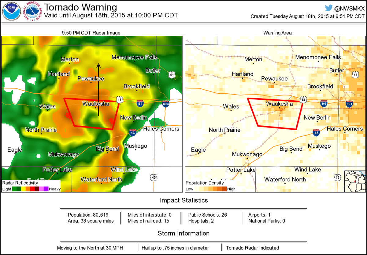 Tornado Warning Issued for Waukesha: Residents Urged to Seek Shelter