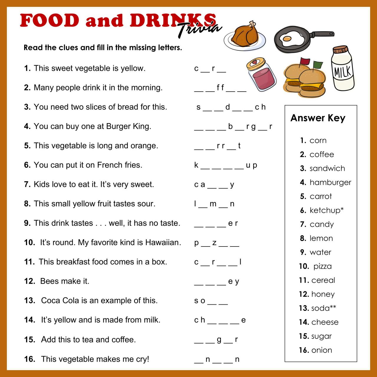 Food and drink trivia questions